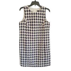 Ann Taylor Petite Navy & White Houndstooth Mini Dress Size 10P